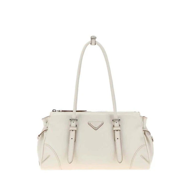 Chalk Leather Medium Prada Bonnie Shoulder Bag Talco Borse A Mano
