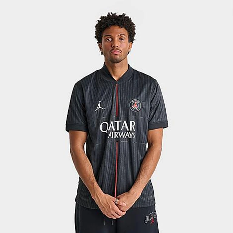 Nike Men's Jordan Paris Saint-Germain 2025-26 Stadium Alternate Dri-FIT Soccer Jersey in Off Noir Size: Small