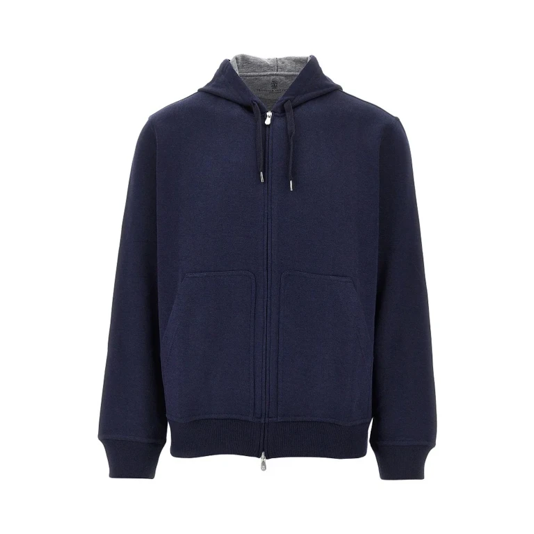 BRUNELLO CUCINELLI Double jersey full-zip hoodie Man S