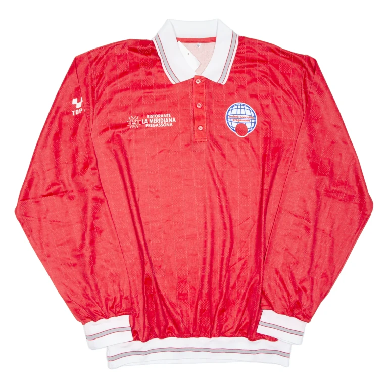 Mens Polo Shirt Red Long Sleeve 2XL