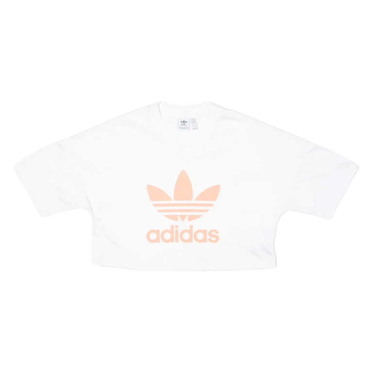 ADIDAS ORIGINALS Womens T-Shirt White V-Neck UK 14