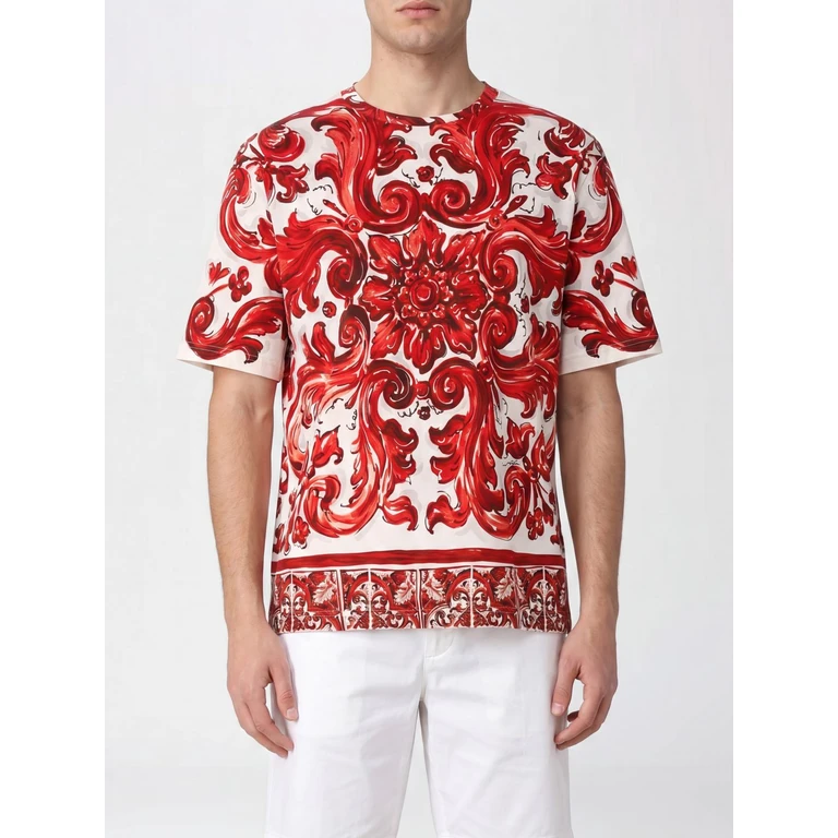 All-Over Majolica Print Cotton Crew-Neck T-Shirt (G8PN9TII7KOID5DQ)