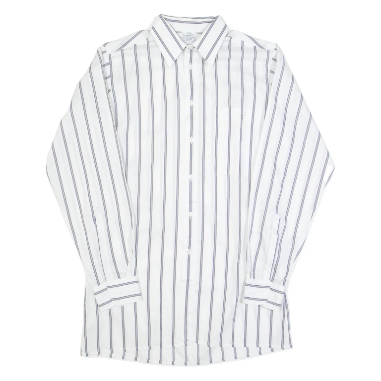 Mens Shirt White Striped Long Sleeve M