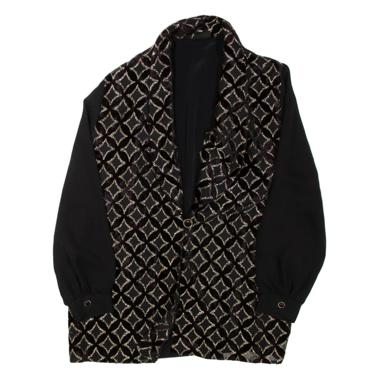 Womens Kimono Top Black V-Neck Long Sleeve L