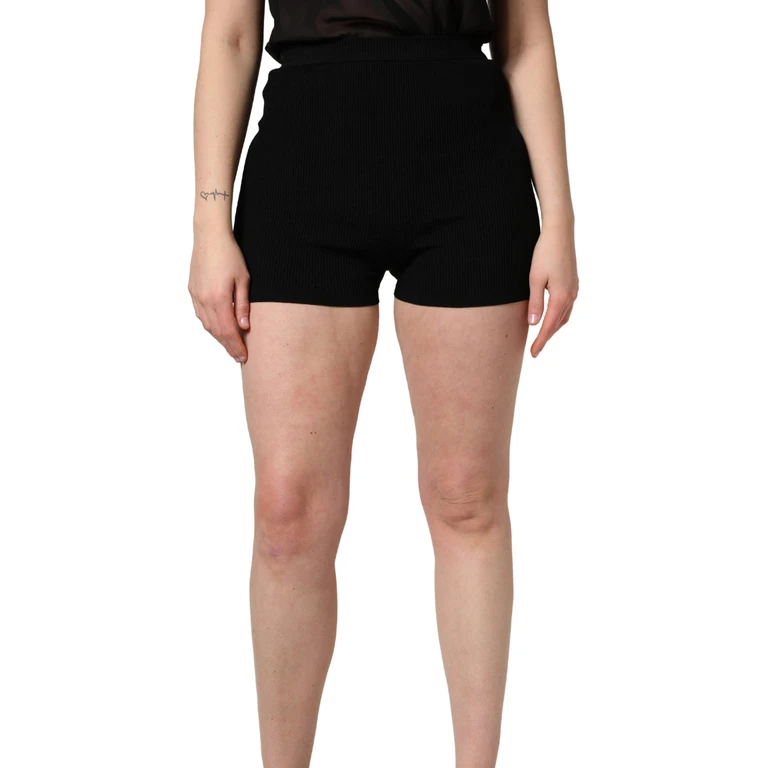 Dolce & Gabbana Black Viscose High Waisted Hot Pants Shorts Polyester - Women