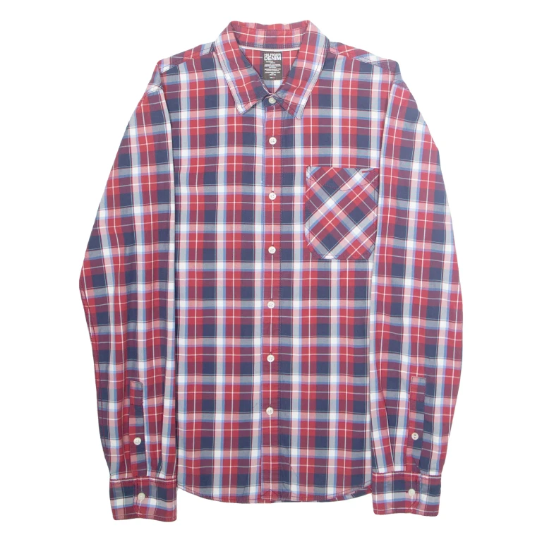 TOMMY HILFIGER Mens Shirt Red Plaid Long Sleeve L (WW3-231024-10873)