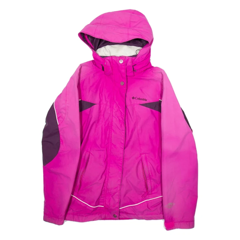 COLUMBIA Womens Rain Coat Pink Nylon Hooded XS