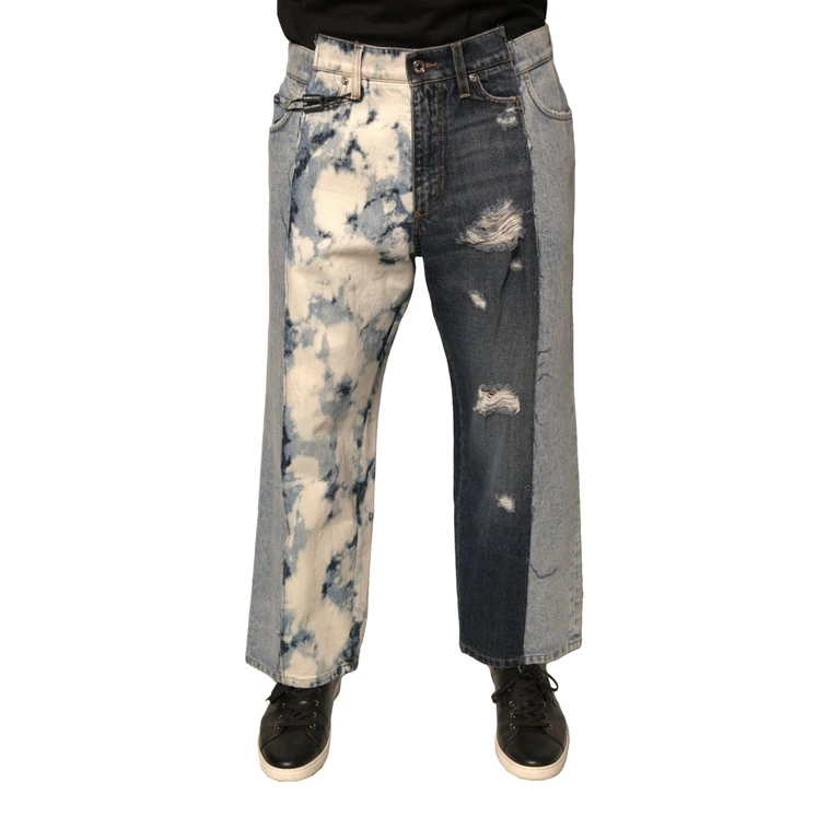 Dolce & Gabbana Multicolor Patchwork Cotton Straight Men Denim Jeans Clothing - Men