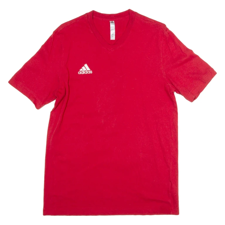 ADIDAS Mens T-Shirt Red V-Neck M