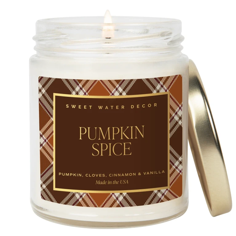 Pumpkin Spice Soy Candle - Patterned 9 oz - Clear Jar