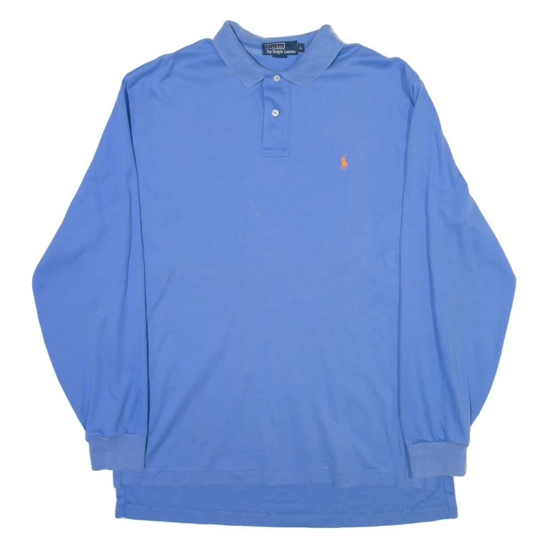 POLO RALPH LAUREN Mens Polo Shirt Blue Long Sleeve L