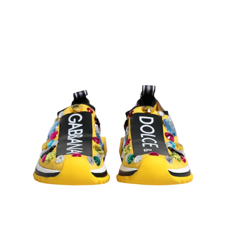 Dolce & Gabbana Yellow Sorrento Crystals Low Top Sneakers Shoes - Women