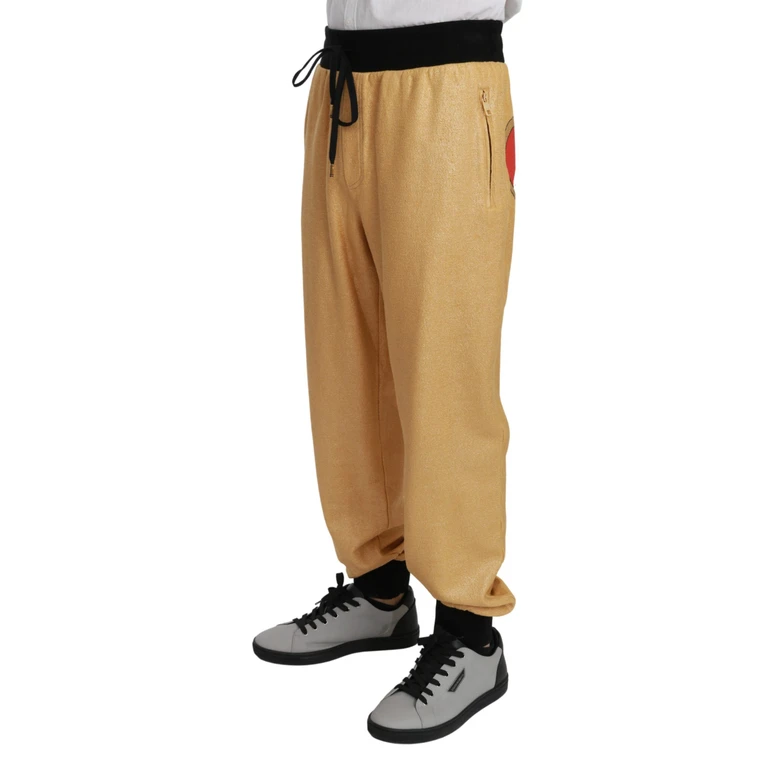 Dolce & Gabbana Gold Year Of The Pig Cotton Mens Pants - Men