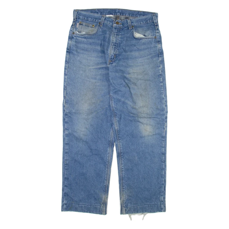 CARHARTT Blanket Lined Mens Jeans Blue Regular Straight W34 L28