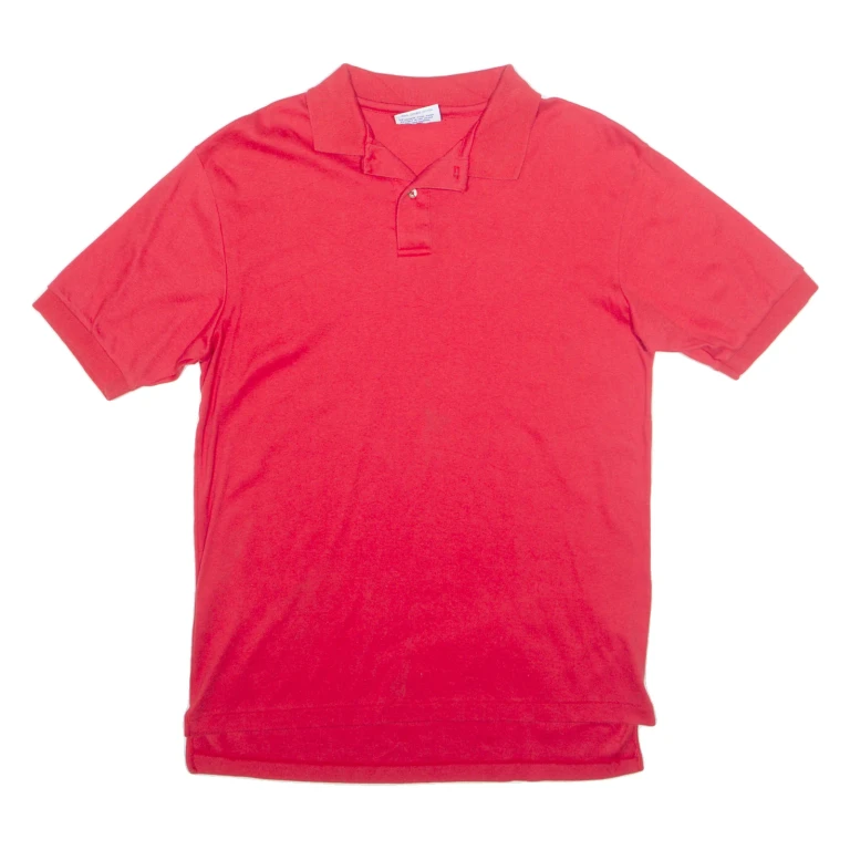 HANES Mens Polo Shirt Red 90s L