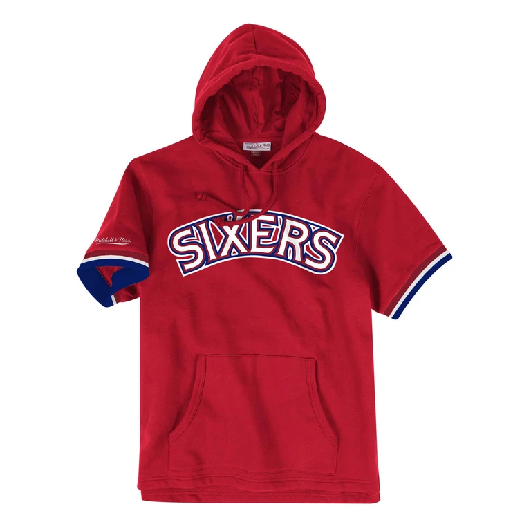 Men's NBA French Terry Short Sleeve Hoodie Philadelphia 76Ers