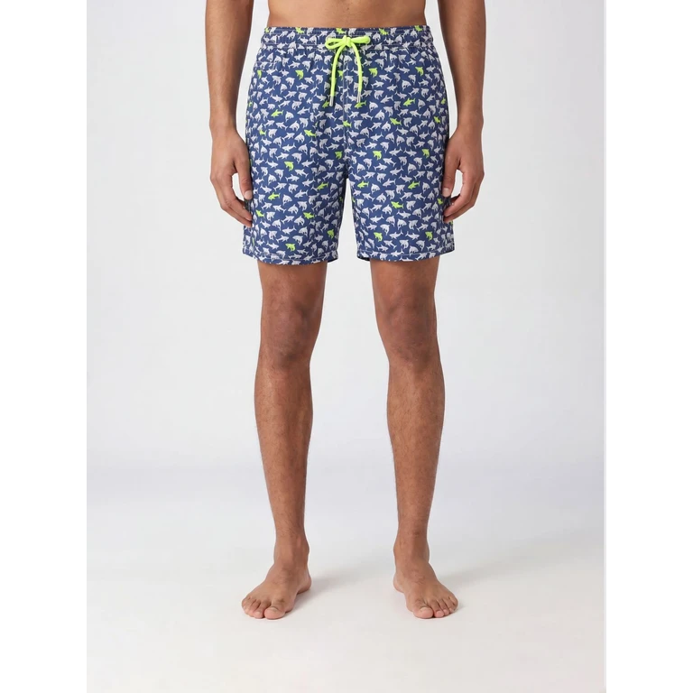 Graphic Print Swim Shorts with Drawstring Waist (LIG000307507L)
