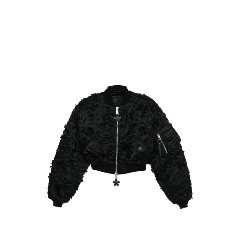 X Cecile Bahnsen Ma-1 Flower-appliqué Zipped Bomber Jacket