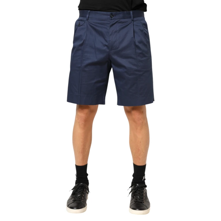 Dolce & Gabbana Blue Cotton Stretch Mid Waist Bermuda Shorts Co+03 - Men