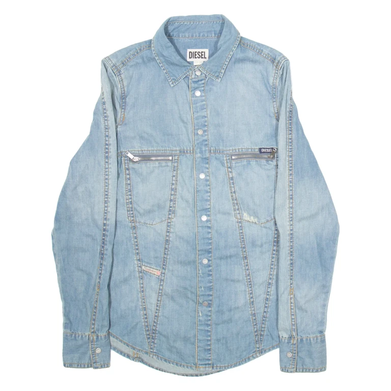 DIESEL Womens Denim Shirt Blue Long Sleeve XXS