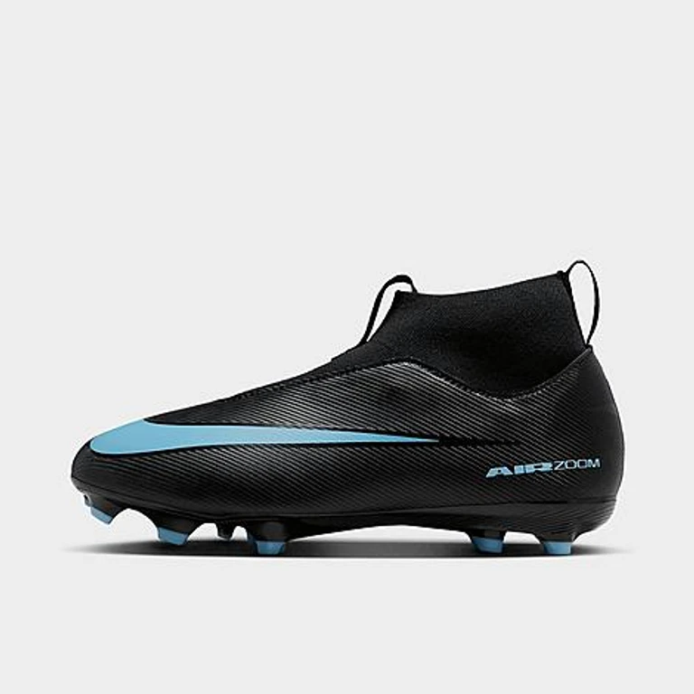 Big Kids Jr. Mercurial Superfly 10 Academy Multi-Ground High-Top Soccer Cleats in Black/Ice Blue Size: 1.0