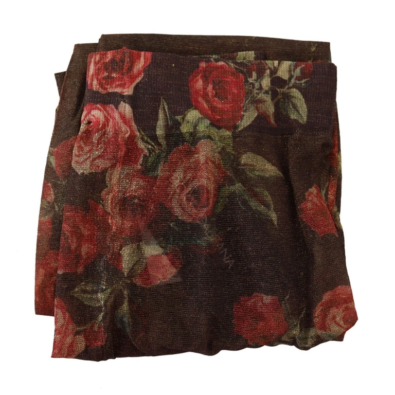 Black Floral Print Stockings Nylon Tights Clothing - Women