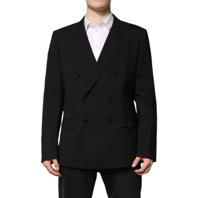 Dolce & Gabbana Black Martini Double Breasted Suit Jacket Virgin Wool Elastane - Men