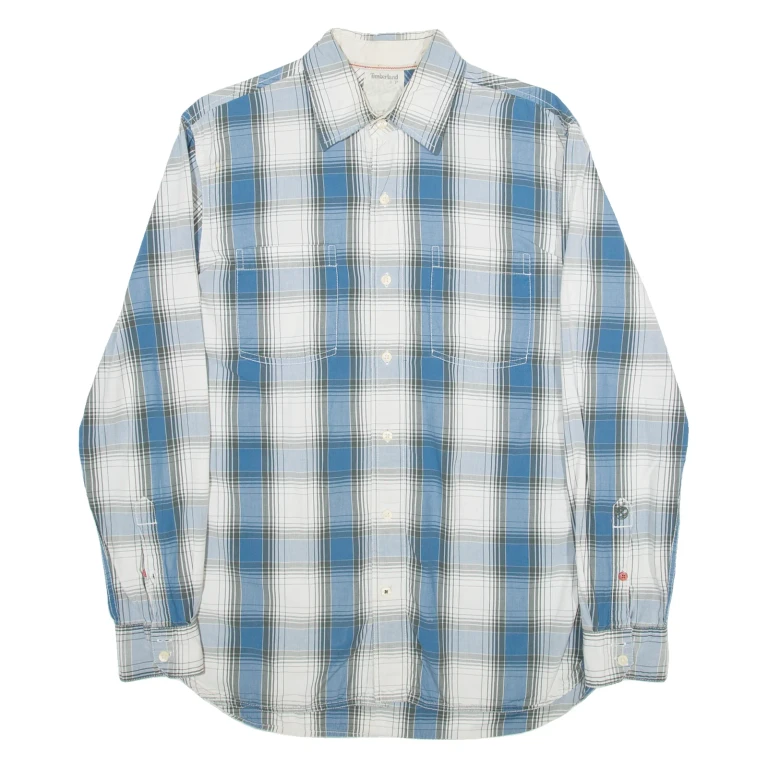 TIMBERLAND Mens Shirt Blue 90s Check Long Sleeve S