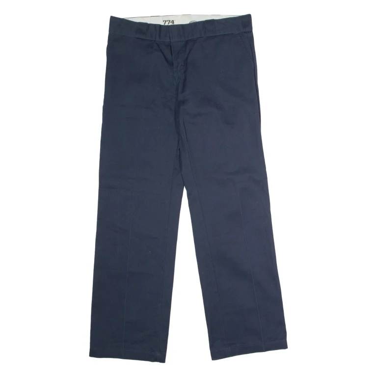DICKIES 774 Workwear Womens Twill Trousers Blue Classic Straight W34 L32