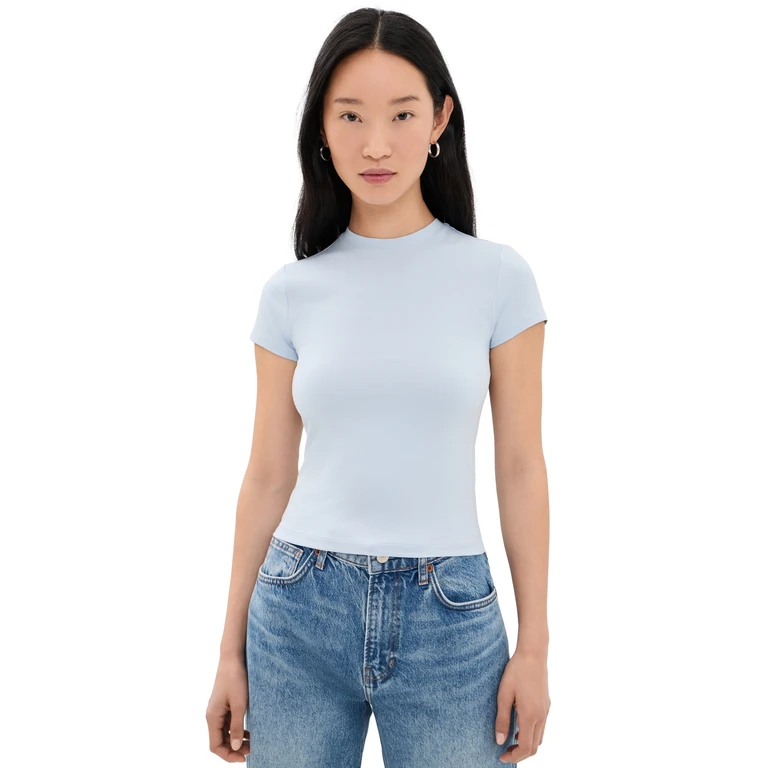 Good American Super Stretch Baby Tee Sky L