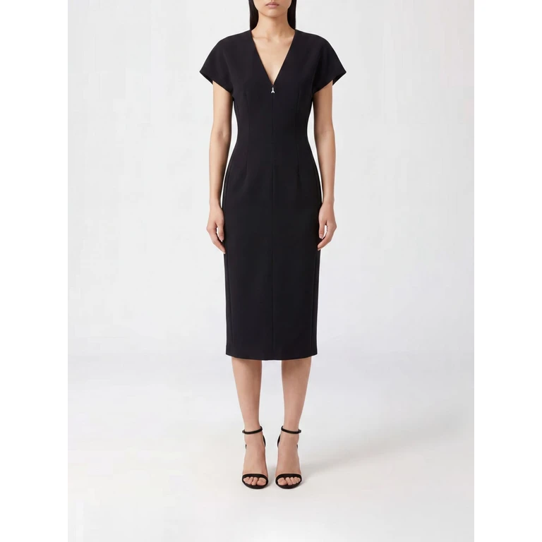 PATRIZIA PEPE V-Neck Crêpe Midi Sheath Dress (8A1663A6F5K103)
