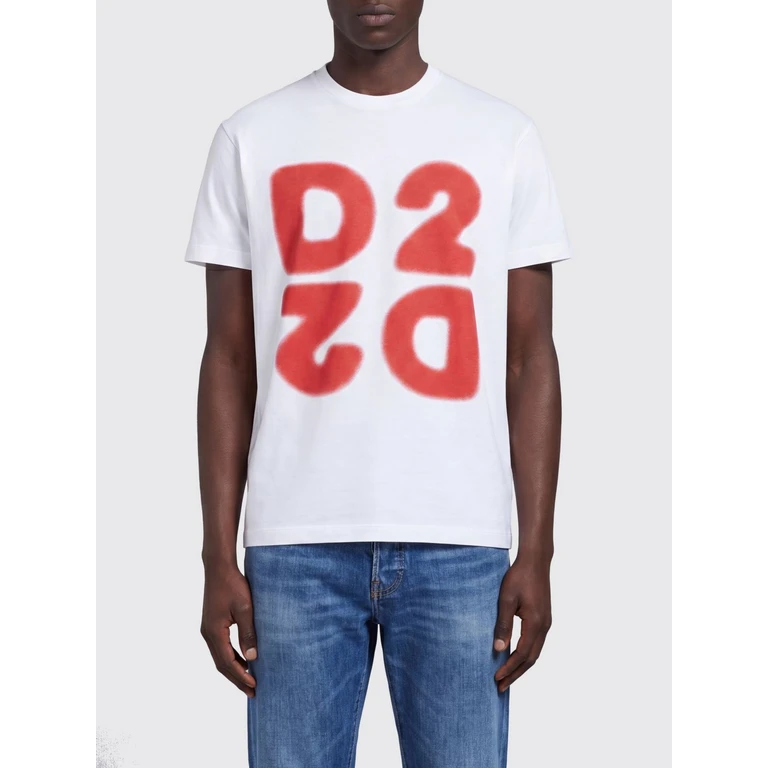 Slim Fit Short-Sleeved Cotton T-shirt with Printed Logo (S74GD1579D20106100)