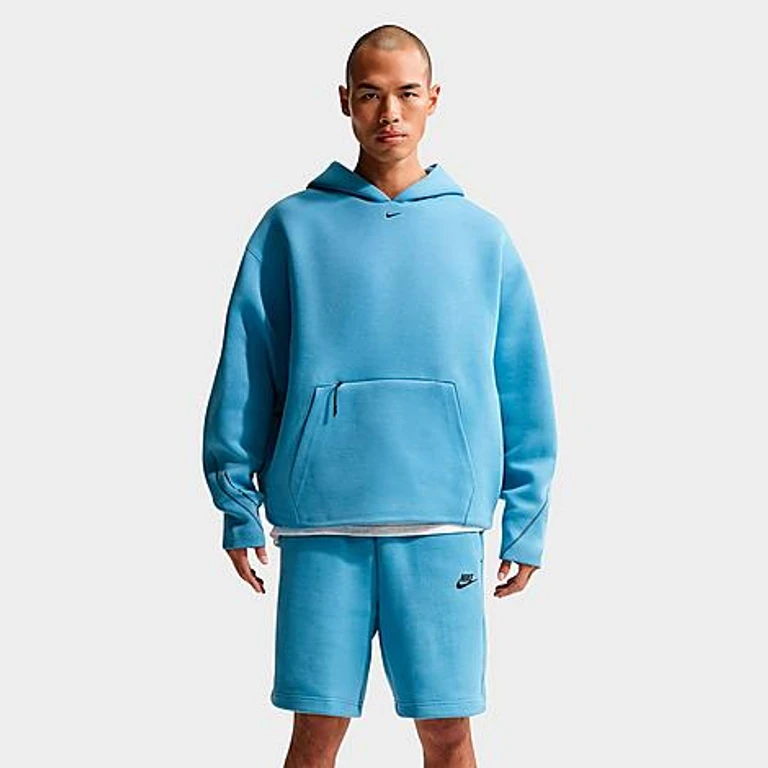 Nike Men's Tech Ergo Fleece Pullover Hoodie in Work Blue/Black Size: XS