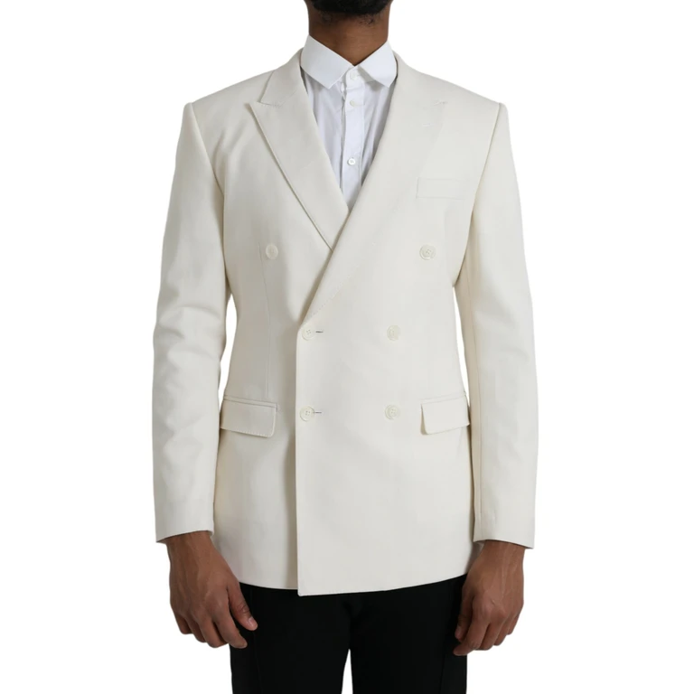 Dolce & Gabbana White Wool Martini Double Breasted Blazer Virgin Elastane Clothing - Men