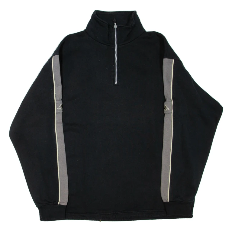KAPPA Mens Sweatshirt Black 1/4 Zip XL