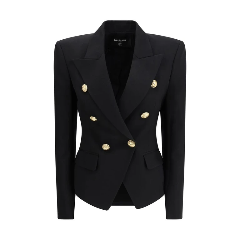 Balmain Black Wool Oves Aries Blazer Clothing - Women