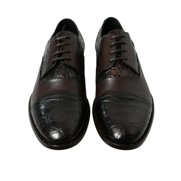 Dolce & Gabbana Brown Exotic Leather Formal Men Dress Shoes Caiman Calfskin - Men