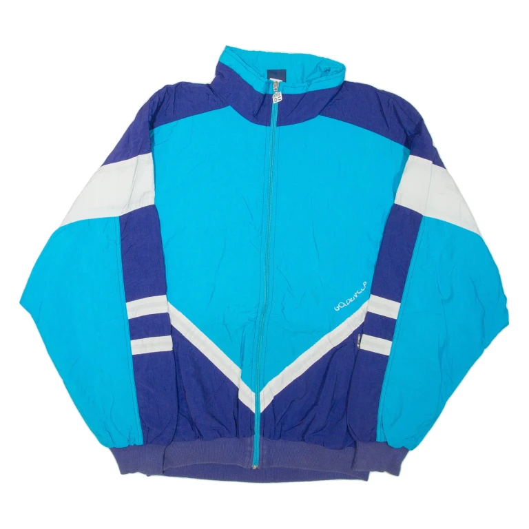 GOLDEN CUP Mens Track Jacket Blue Colourblock L