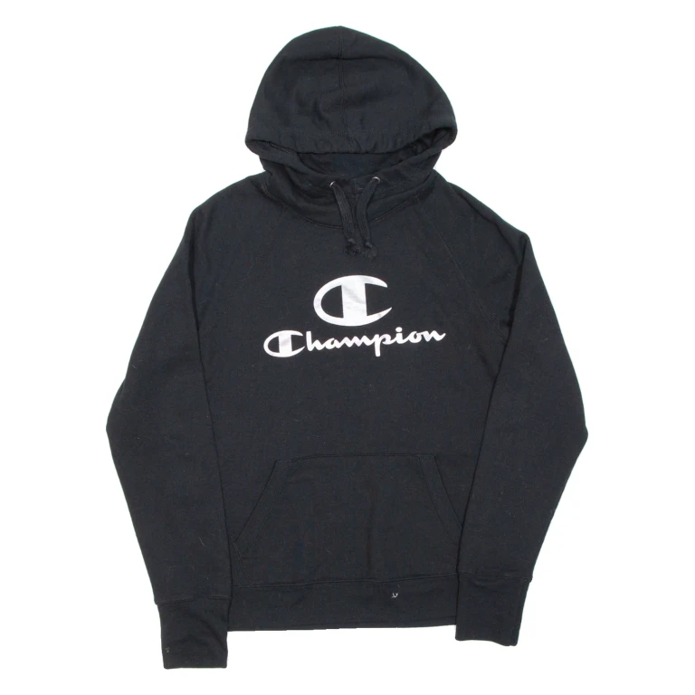 CHAMPION Womens Black Hoodie S