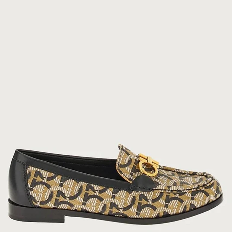 Gancini Ornament Monogram Loafers, Size 7 C