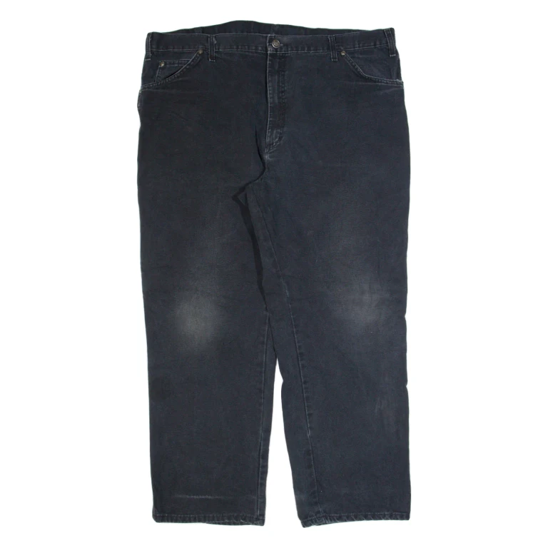 DICKIES Carpenter Workwear Mens Trousers Black Regular Straight W42 L32