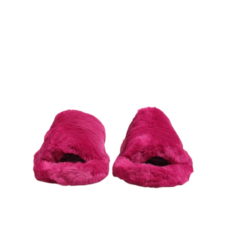 Dolce & Gabbana Pink Acrylic Faux Fur Mens Flats Sandals Shoes Polyester - Men