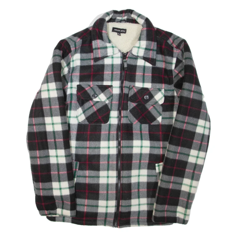 INDIAN HERO Mens Lumberjack Jacket Black Check XL