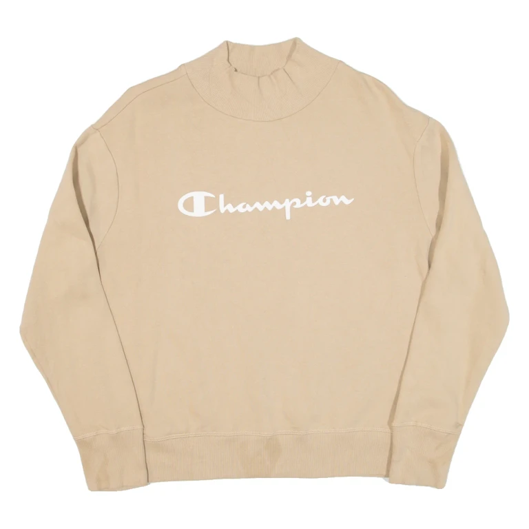CHAMPION Womens Sweatshirt Beige High Neck M