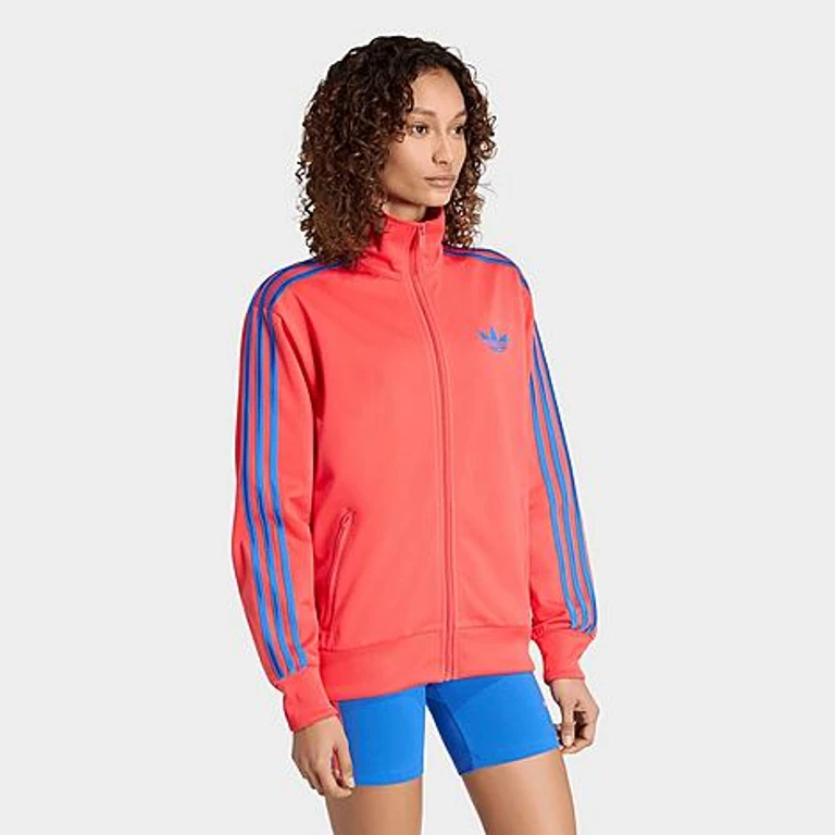 adidas Women's Originals adicolor Classic Firebird Loose Track Top in Semi Lucid Red/Blue Size: XXS