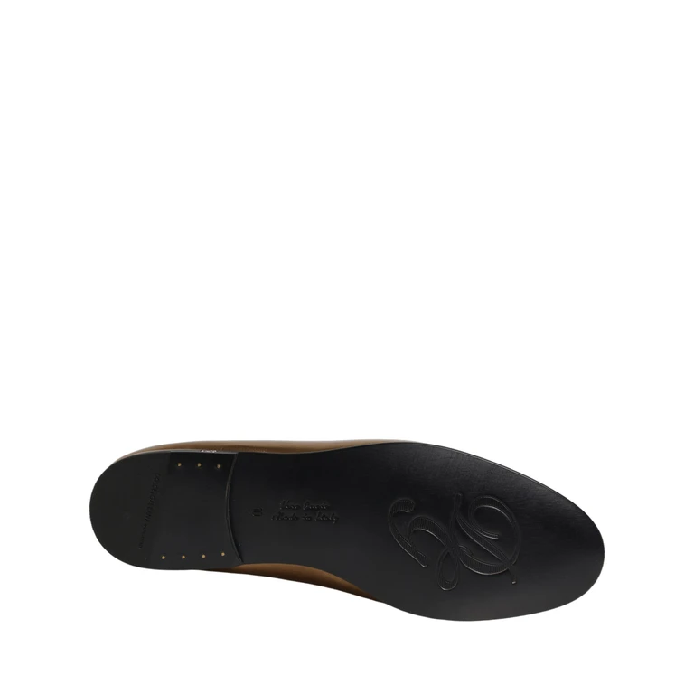 Gold Leather Dg Logo Slip On Men Loafers Shoes - Men