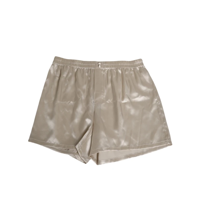 Dolce & Gabbana Beige Silk Satin Elastic Men Boxer Short Swimwear - Men