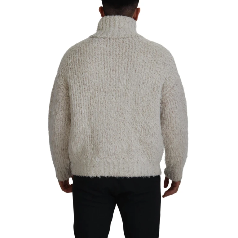 Dolce & Gabbana Cream Wool Knit Turtleneck Pullover Sweater Nylon Elastane Clothing - Men