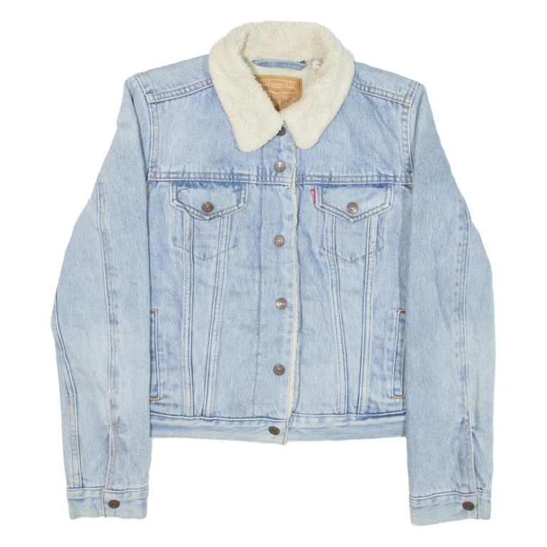 LEVI'S Womens Sherpa Lined Denim Jacket Blue XS