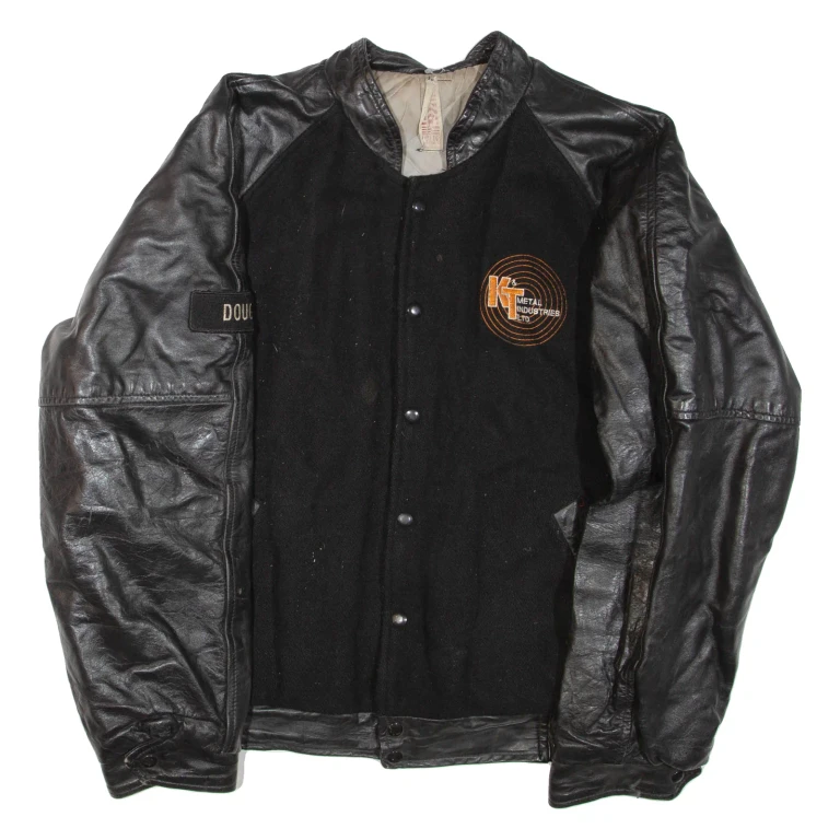 Mens Jacket Black Leather Faux Leather XL